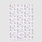 Serviette De Golf Lavender Flower Bung Motif pourpre Bow Monogramme (Devant)