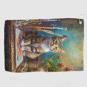 Serviette De Golf Le Chat Artistique (Horizontal)
