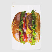 Serviette De Golf Le cheeseburger appétissant de SlipperyJoe crousti (Devant)