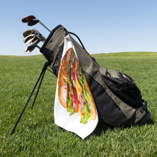 Serviette De Golf Le cheeseburger appétissant de SlipperyJoe crousti (Vert)