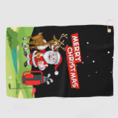 Serviette De Golf Le golfeur du Père Noël Joyeux Noël en vert (Horizontal)