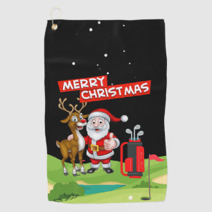 Serviette De Golf Le golfeur du Père Noël Joyeux Noël en vert