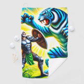 Serviette De Golf Le guerrier combat un tigre (En situation)