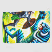 Serviette De Golf Le guerrier combat un tigre (Horizontal)