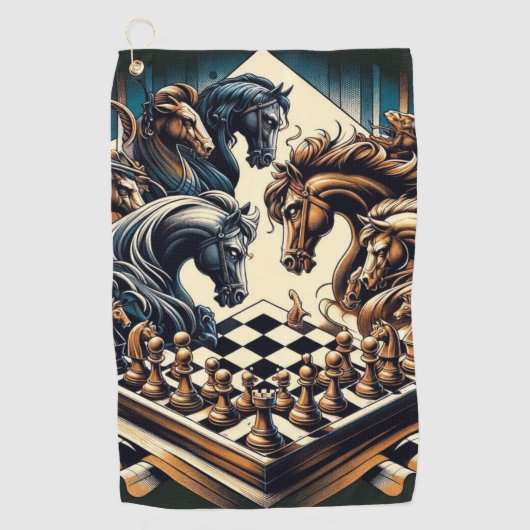 Serviette De Golf Le jeu des chevaliers - les échecs rencontre l'ima (Devant)