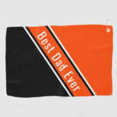 Serviette De Golf Le Meilleur papa jamais Orange Black Diagonal (Horizontal)