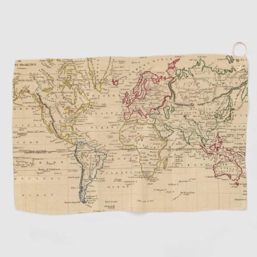 Serviette De Golf Le monde, la projection de Mercator (Horizontal)