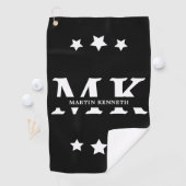 Serviette De Golf Le monogramme noir et blanc des hommes (En situation)