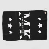 Serviette De Golf Le monogramme noir et blanc des hommes (Horizontal)