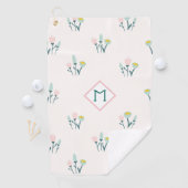 Serviette De Golf Le ressort assez rose et bleu fleurit le (En situation)