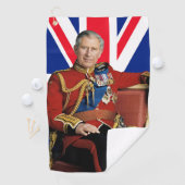 Serviette De Golf Le roi Charles III avec drapeau britannique (En situation)