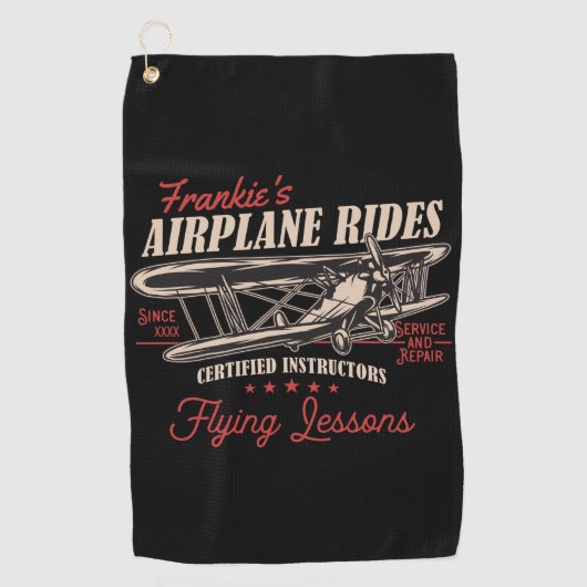 Serviette De Golf Leçons de vol rétros d'avion personnalisées (Devant)