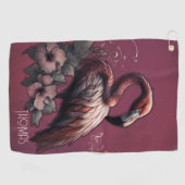 Serviette De Golf L'élégance tropicale, le flamant au crépuscule. (Horizontal)