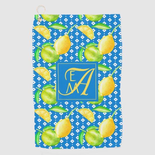 Serviette De Golf Lemon Tree Ocean Blue MONOGRAM (Devant)