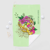 Serviette De Golf Léopard jaune Gecko Vert (En situation)