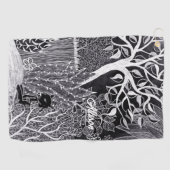 Serviette De Golf Léopard noir dans la jungle, dessiné à la main, co (Horizontal)