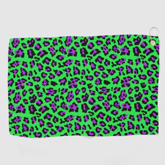 Serviette de golf Leopard vert et violet (Horizontal)