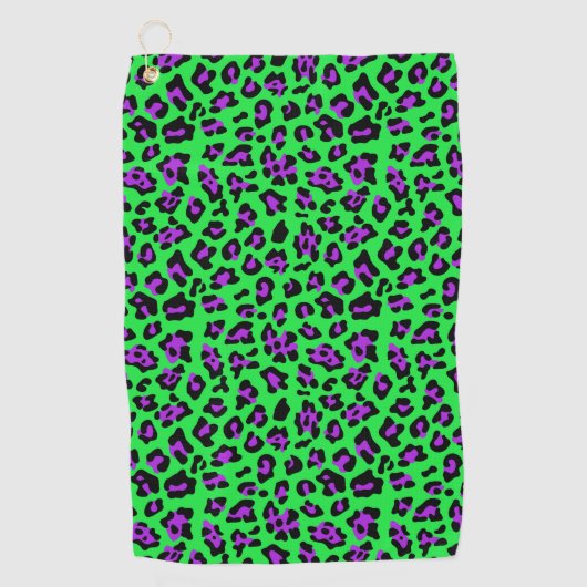 Serviette de golf Leopard vert et violet (Devant)