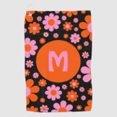 Serviette De Golf Les années 70 rétro Floral Super (Devant)