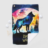 Serviette De Golf Les aquarelles de la pleine lune du loup (En situation)