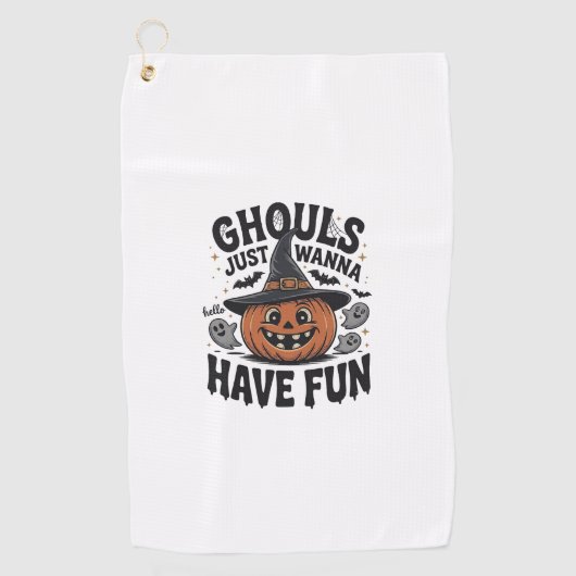 Serviette De Golf Les goules veulent juste s'amuser Halloween Citrou (Devant)