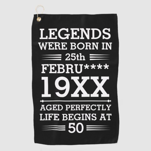 Serviette De Golf Les légendes personnalisées sont nées à la date Mo (Devant)