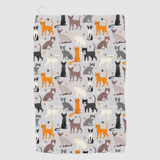 Serviette De Golf Les Prints des Chats et des Paw (Devant)