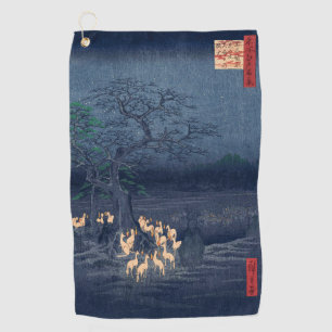 Serviette De Golf Les renards au sanctuaire de nuit Ukiyo-e Art japo