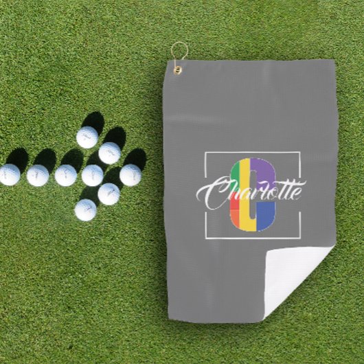 Serviette De Golf Lettre de couleur C gris C monogrammée