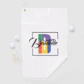Serviette De Golf Lettre de couleur initiale monogrammée stylisée D  (En situation)