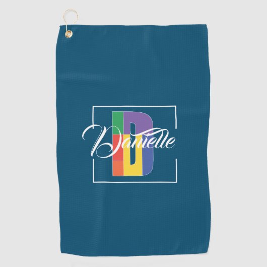 Serviette De Golf Lettre de couleur initiale monogrammée stylisée D  (Devant)