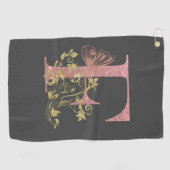 Serviette De Golf LETTRE Florale Parties scintillant rose F (Horizontal)