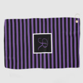 Serviette De Golf LETTRE INITIALE Classique Violet et Noir rayé (Horizontal)