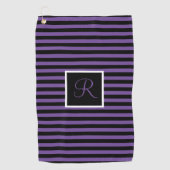 Serviette De Golf LETTRE INITIALE Classique Violet et Noir rayé (Devant)