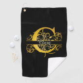 Serviette De Golf LETTRE MONGRAPHIQUE OR Silhouette C (En situation)