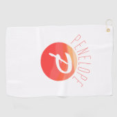 Serviette De Golf Lettre monogramme moderne P corail orange rose (Horizontal)