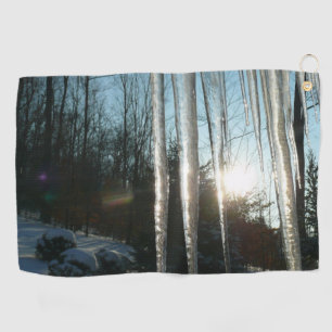 Serviette De Golf Lever du soleil à travers Icicles hiver Photograph