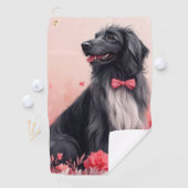 Serviette De Golf Lévrier Afghan avec des Roses - Saint-Valentin (En situation)