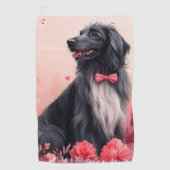Serviette De Golf Lévrier Afghan avec des Roses - Saint-Valentin (Devant)