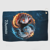 Serviette De Golf L'harmonie élémentaire, yin et yang de la nature. (Horizontal)