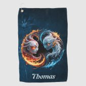 Serviette De Golf L'harmonie élémentaire, yin et yang de la nature. (Devant)