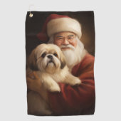Serviette De Golf Lhasa Apso Avec Noël Festif Du Père Noël (Devant)