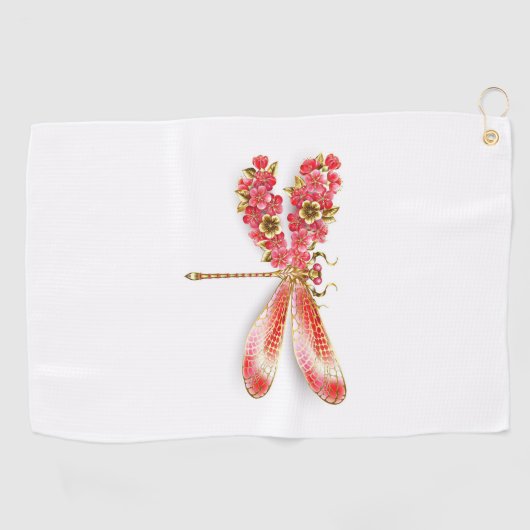 Serviette De Golf libellule de fleurs avec sakura de bijoux (Horizontal)