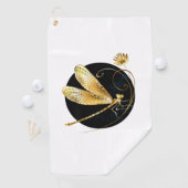 Serviette De Golf libellule d'or en cercle noir (En situation)