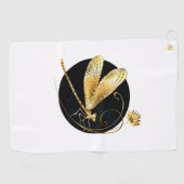 Serviette De Golf libellule d'or en cercle noir (Horizontal)