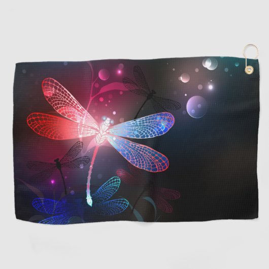 Serviette De Golf libellule rouge brillante (Horizontal)