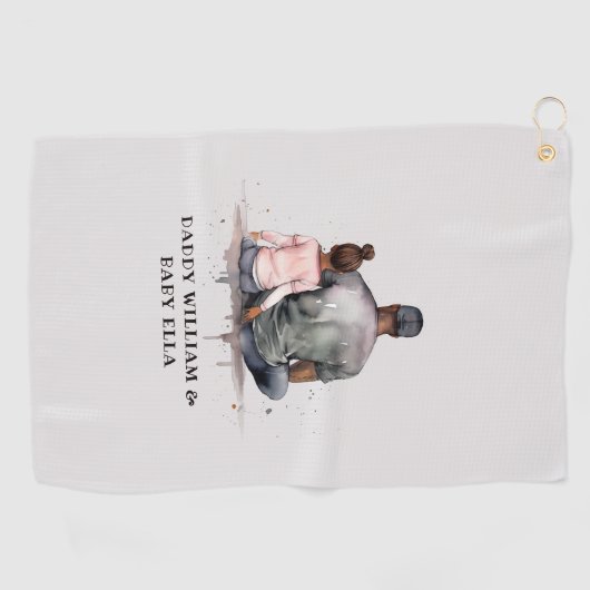 Serviette De Golf Lien père et fille noir (4) (Horizontal)