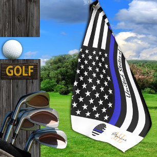 Serviette De Golf Ligne Bleue Mince & Police, drapeau américain /Mon