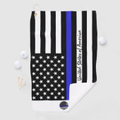 Serviette De Golf Ligne Bleue Mince & Police, drapeau américain /Mon (En situation)