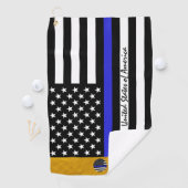 Serviette De Golf Ligne Bleue Mince & Police, Drapeau Américain Mono (En situation)